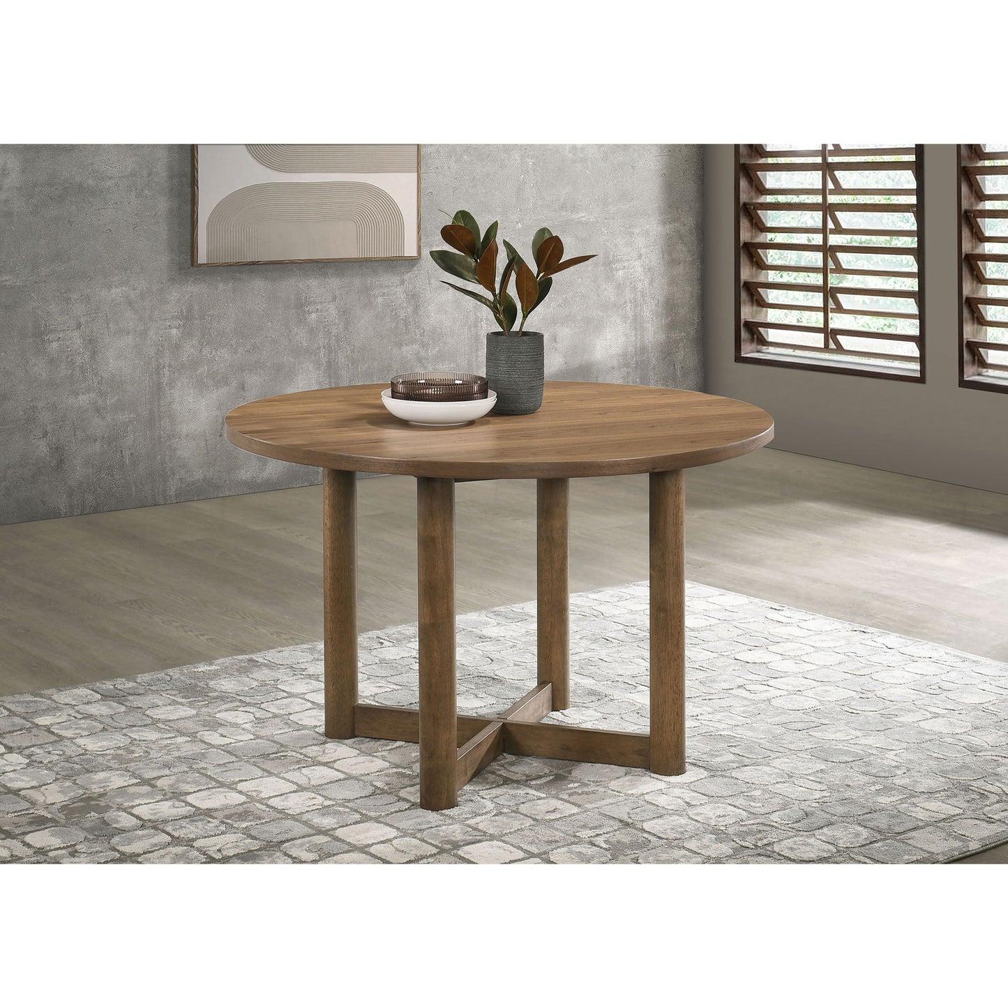 Graham - Round Dining Table With X Cross Base - Walnut