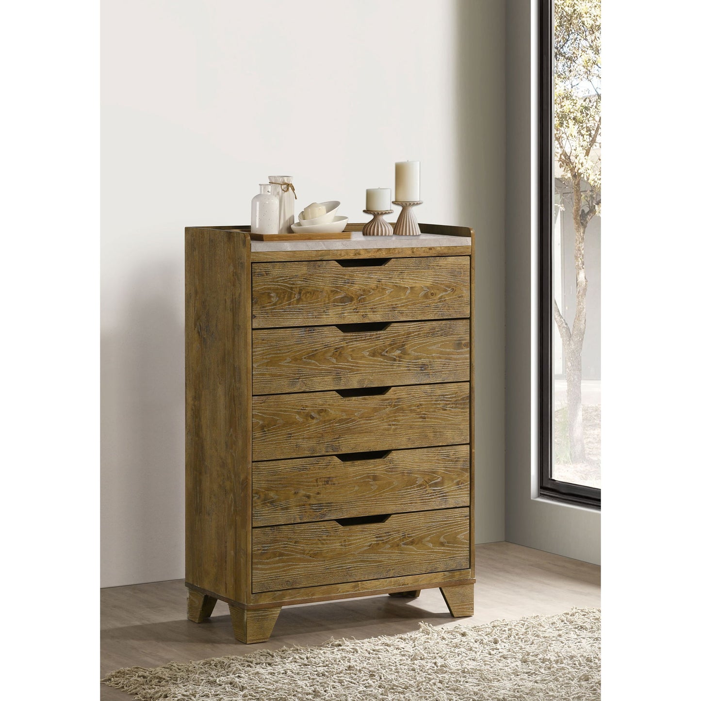 Packard - 5 Drawer Chest - Oak