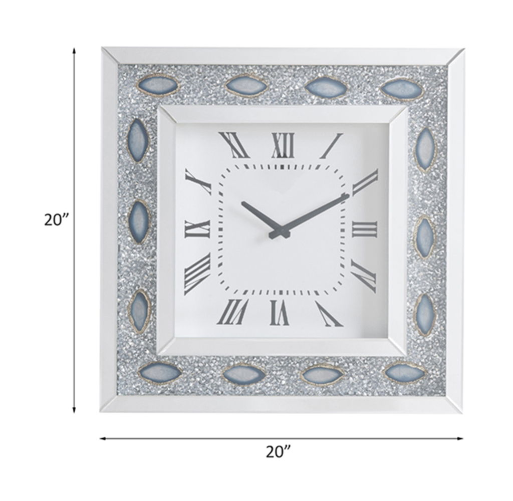 Sonia - Wall Clock - Mirrored & Faux Agate
