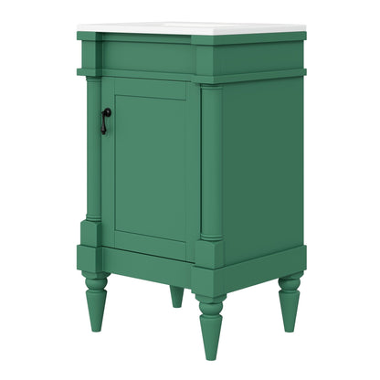 Bathroom Vanity With Sink, Compact Storage Cabinet With Door, Adjustable Shelf, Rectangular Style - Green