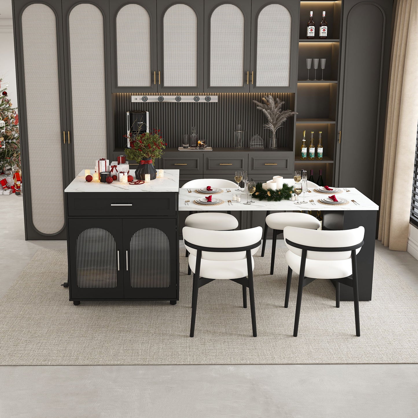 Expandable Kitchen Island With Power Outlet