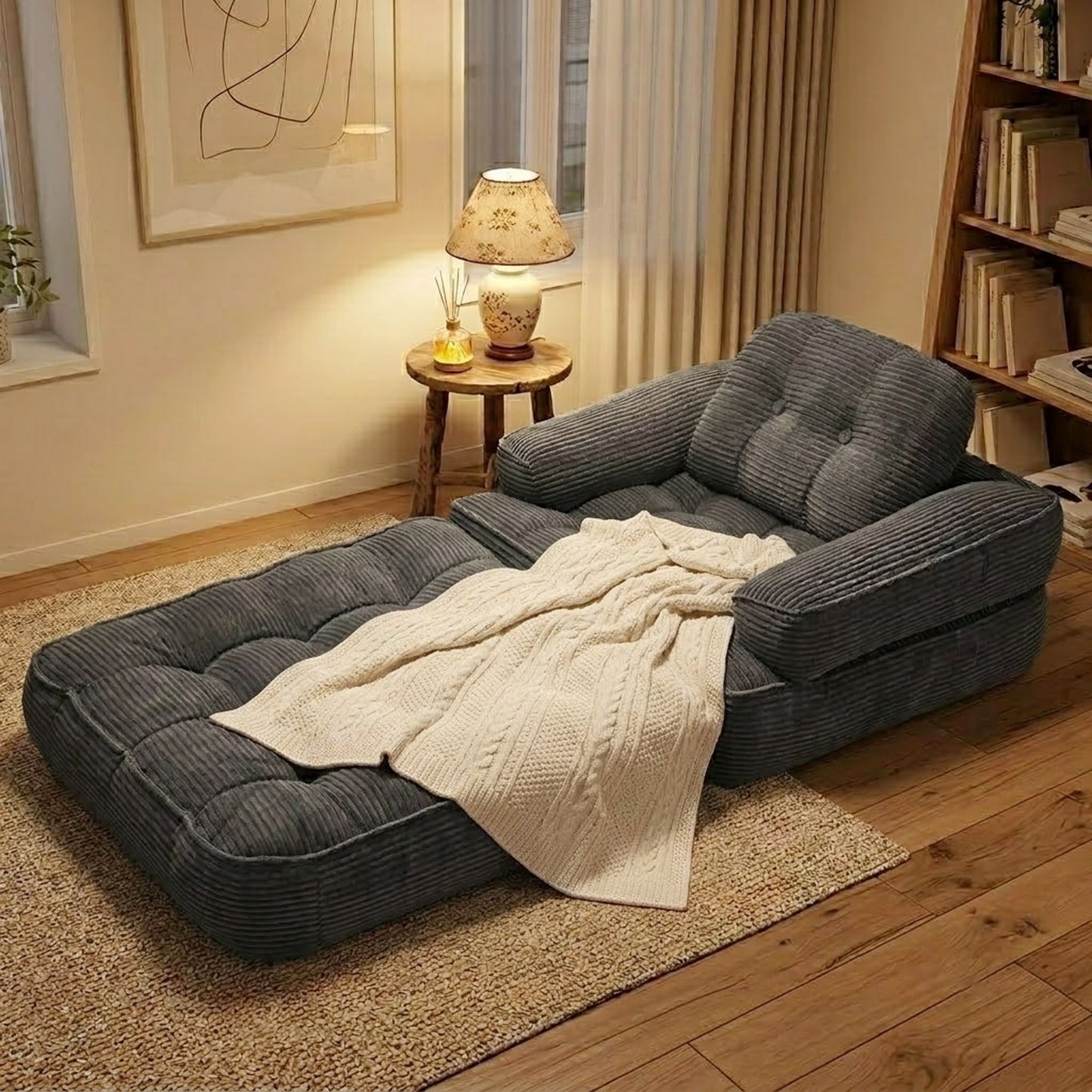 Convertible 2 In 1 Armrest Sofa For Bedroom