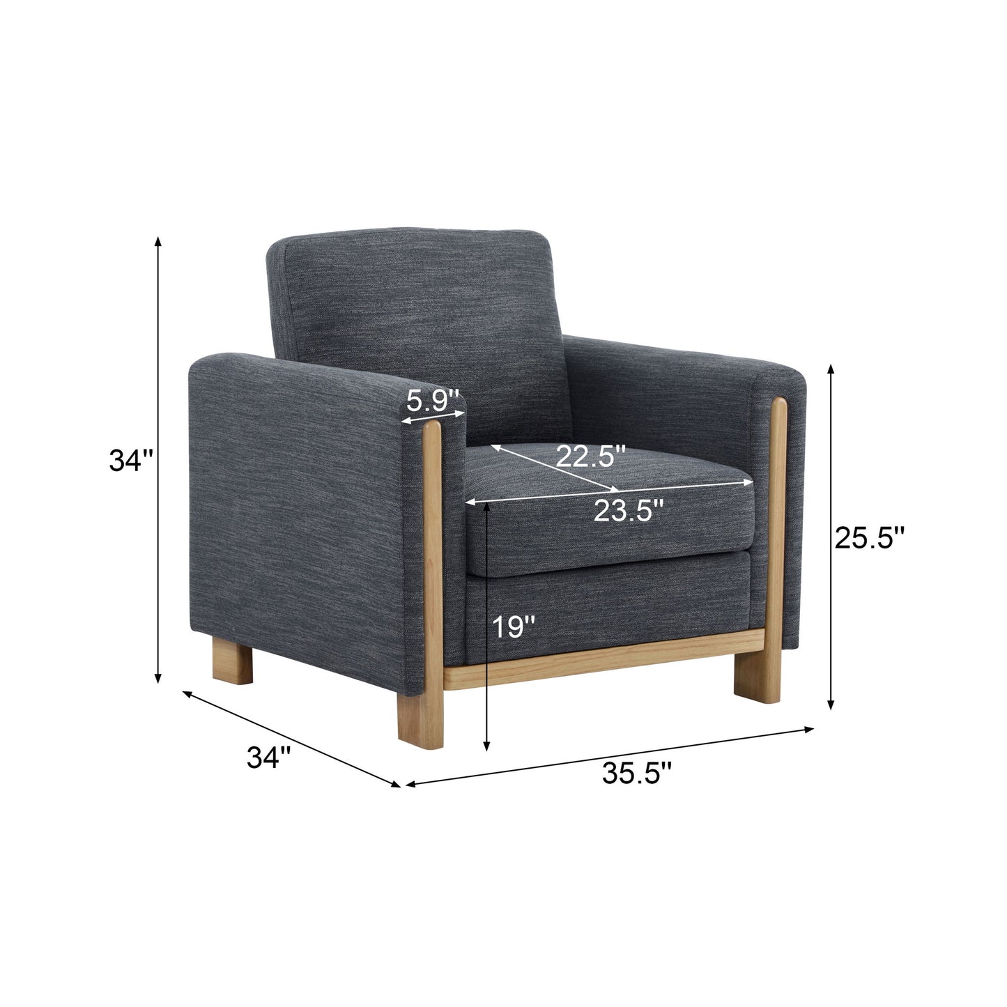 Harmonia - Classic Fabric Upholstered Armchair With Rubber Wood Frame