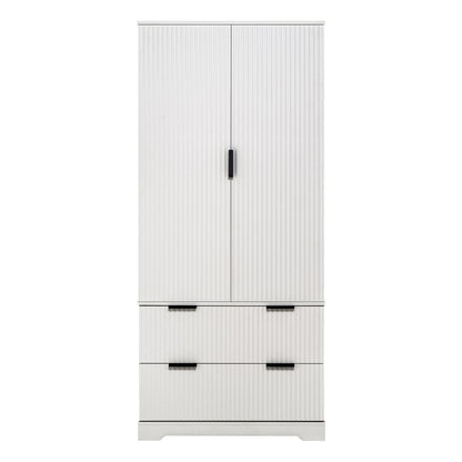 Fluted Kitchen Pantry Cabinet With 2 Large Drawers & 8 Door Spice Rack
