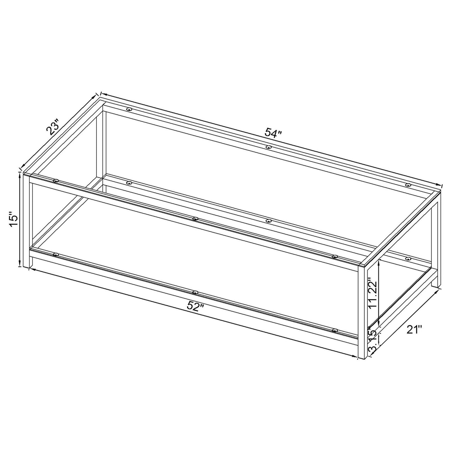 Natasha - 1 Shelf Coffee Table - Nickel