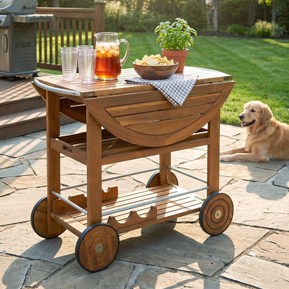Bar Cart, Rolling Serving Cart With Storage