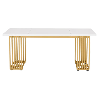 Office Executive Desk For Home Office - White / Gold