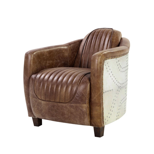 Brancaster - Grain Leather Chair - Brown