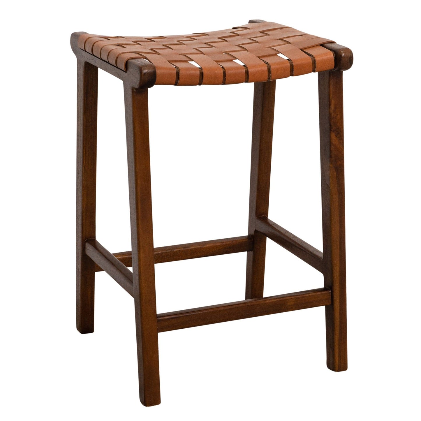 James - Mid-Century Modern Genuine Leather Counter Stool