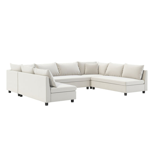 Modular Sectional Reversible U Shaped Couch Set, Free Combination Minimalist Style Oversized 8 Seat Convertible Sofa