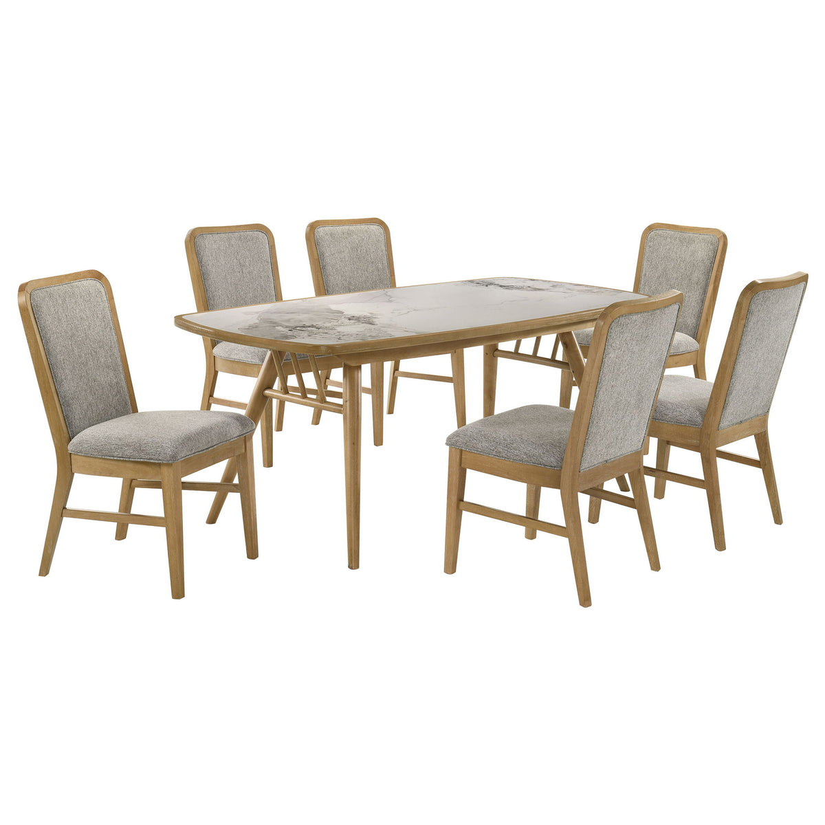 Teleli - 7 Piece Dining Set - Natural / Gray