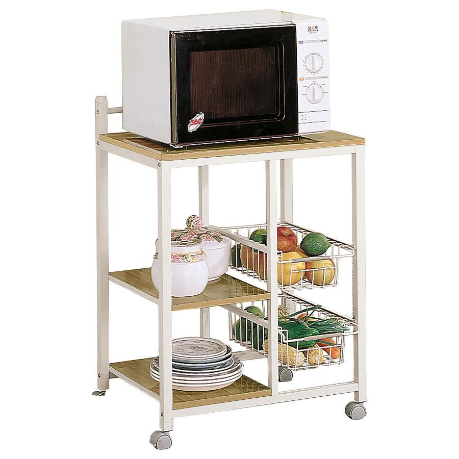 Kelvin - 2-Shelf Mobile Kitchen Cart - Natural Brown And White