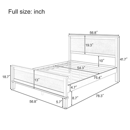 Mid-Century Platform Bed With Headboard And Slat Support, No Box Spring Needed