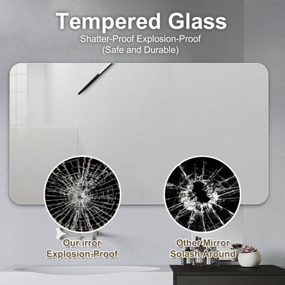 Bathroom Vanity Mirror, Wall Mounted Mirror For Bathroom Anti-Fog Waterproof - Clear