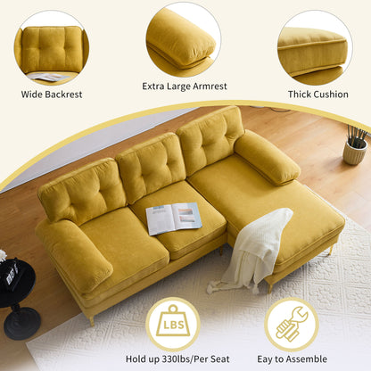 Modern Sectional Sofas Couches Velvet L Shaped Couches For Living Room, Bedroom