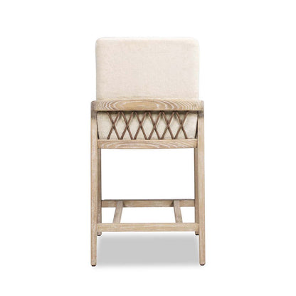 Arizona - Solid Ash Upholstered Counter Stool With Rope Detail - Creme De La Creme White