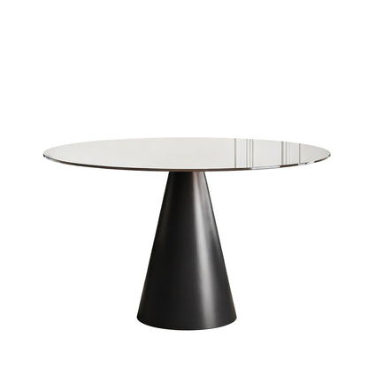 Round Dining Table - Black / Brown - Tempered Glass