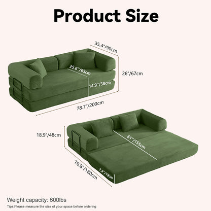 Convertible Sofa Bed With Removable Pillows