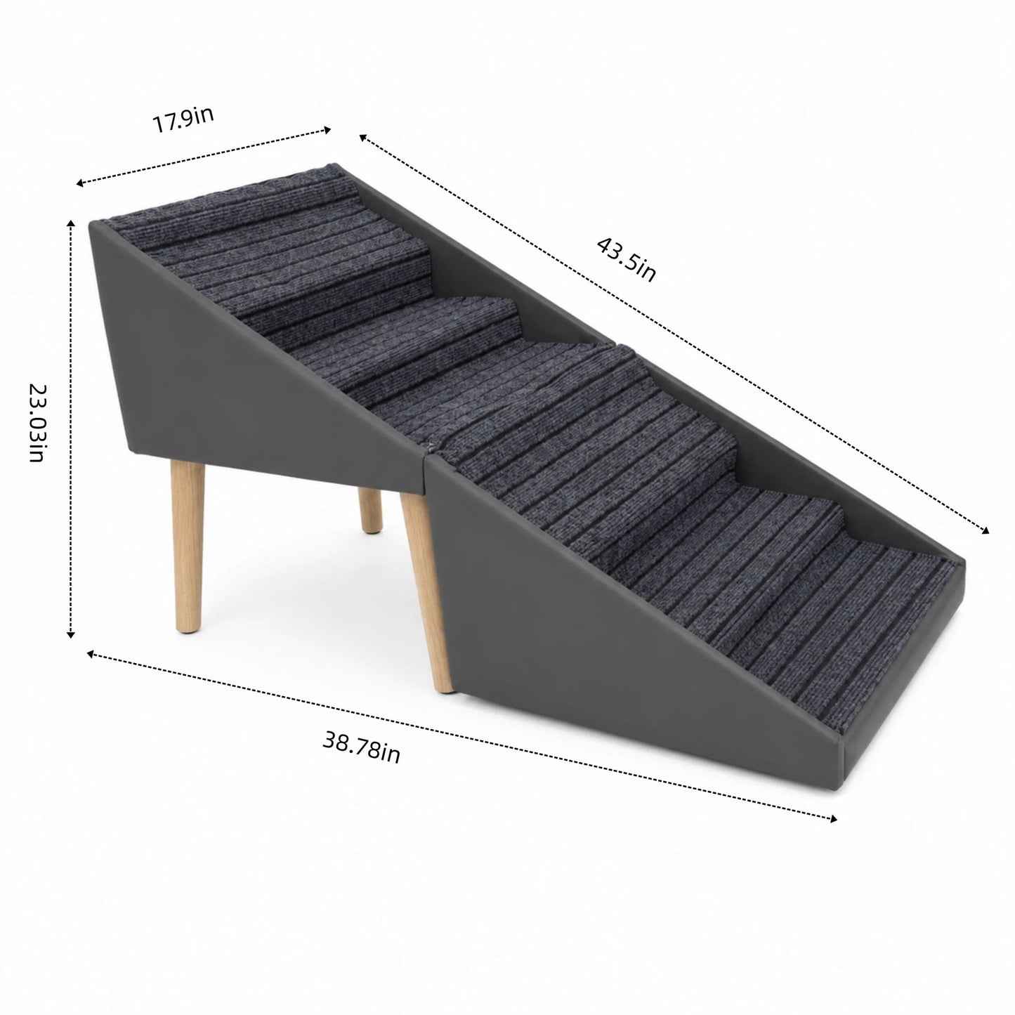 2 In 1 Dog Stairs For Bed And Couch, Foldable 6 Pet Steps - Gray