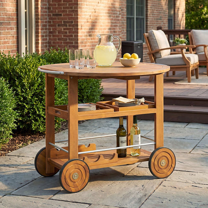 Bar Cart, Rolling Serving Cart With Storage