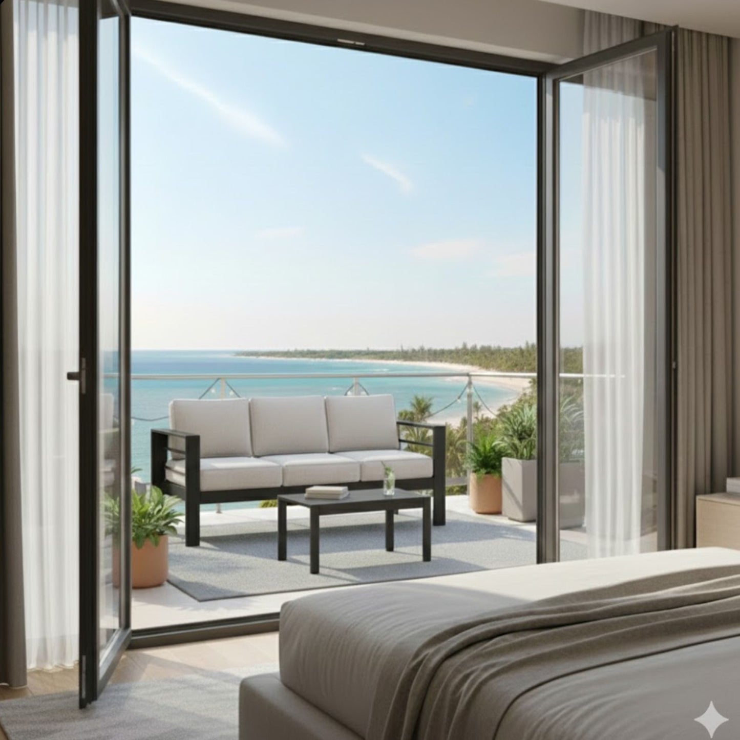 Outdoor Patio Set, All-Weather With Thick Cushions