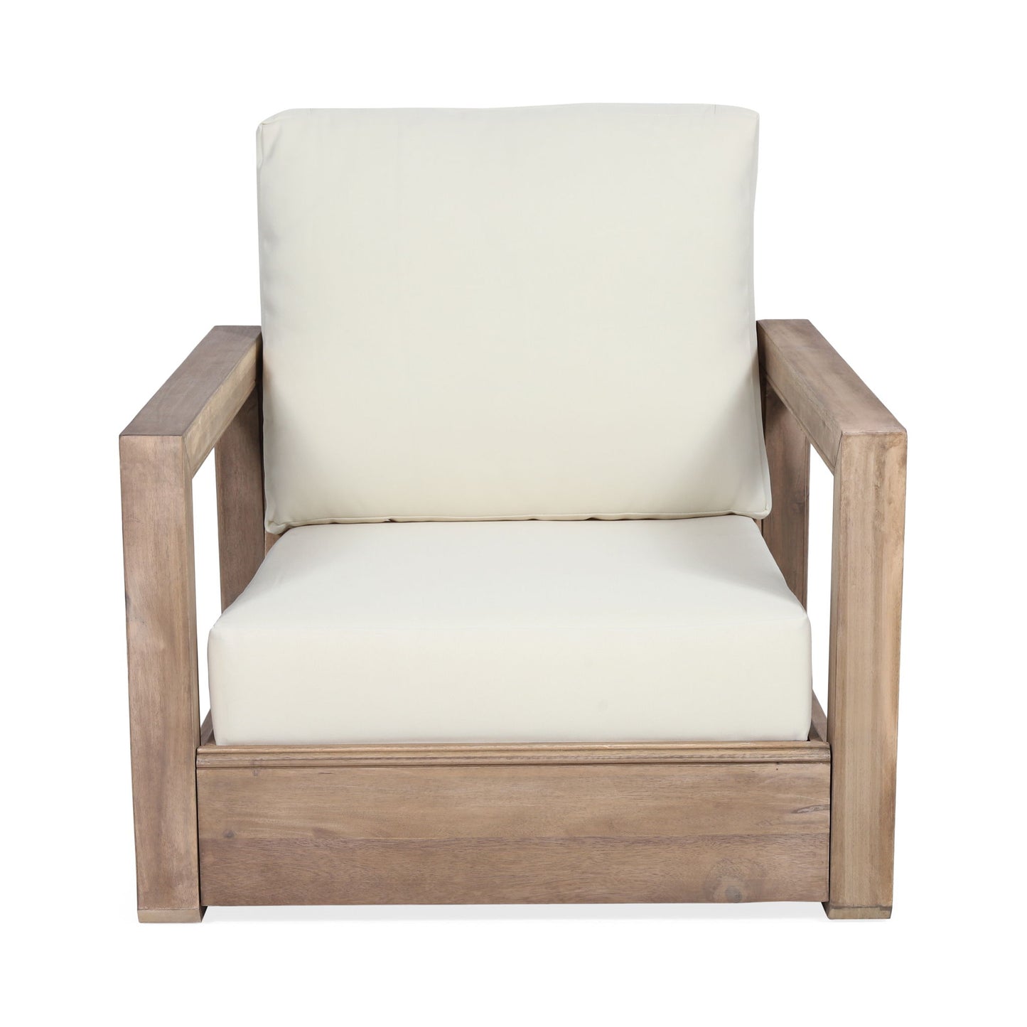 Outdoor Club Chair With Back And Seat Cushion - Brown