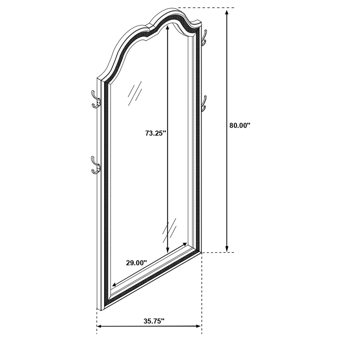 Colwood - Full Floor Mirror With LED Lighting And Storage Hooks - Silver
