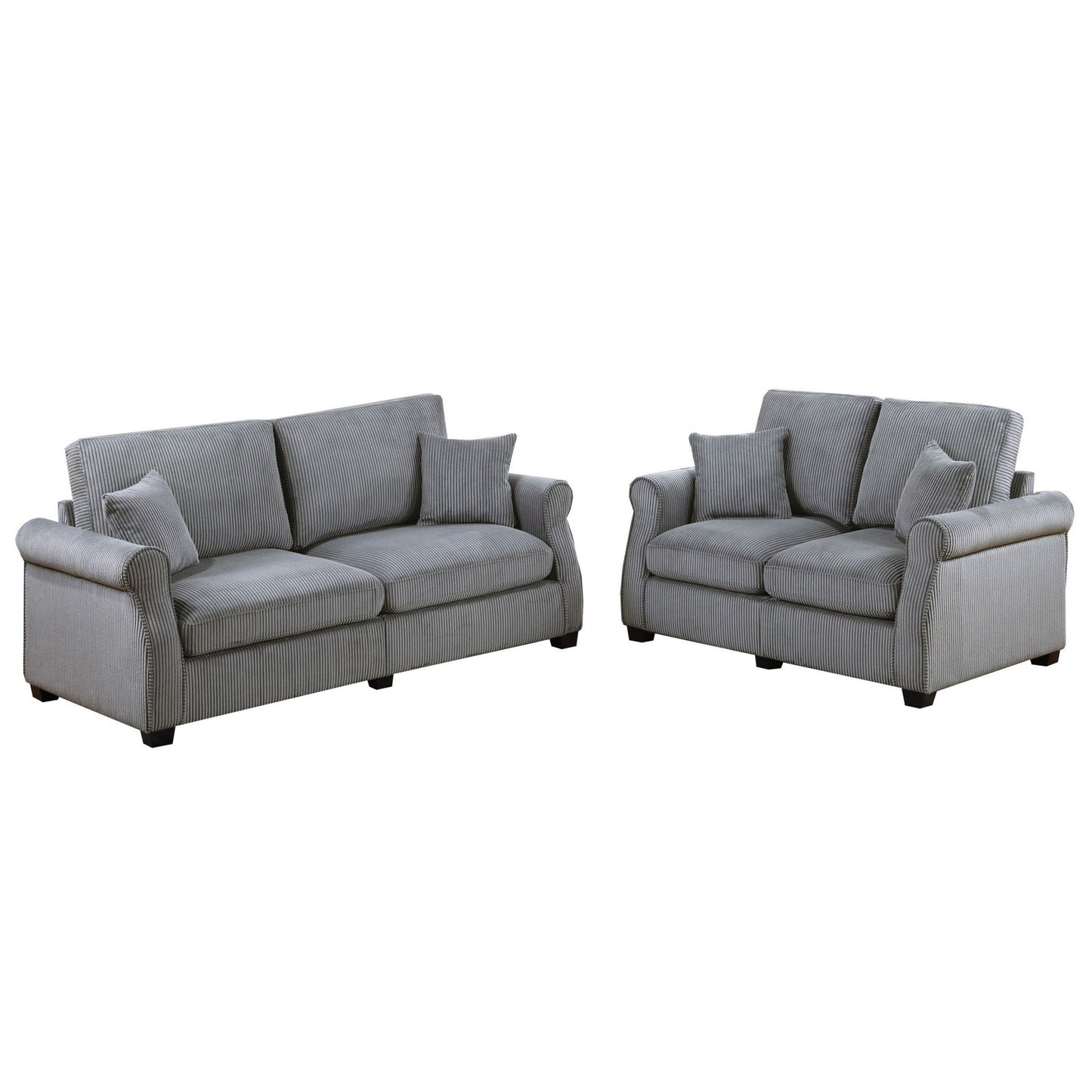 Contemporary 2 Piece Sofa Set With Matching Pillows