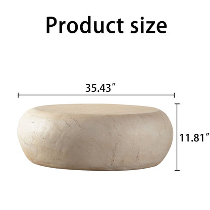 Round Coffee Table With Smooth Texture For Living Room - Light Beige