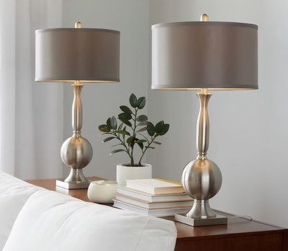 Joan - Contemporary Table Lamp (Set of 2) - Brushed Nickel