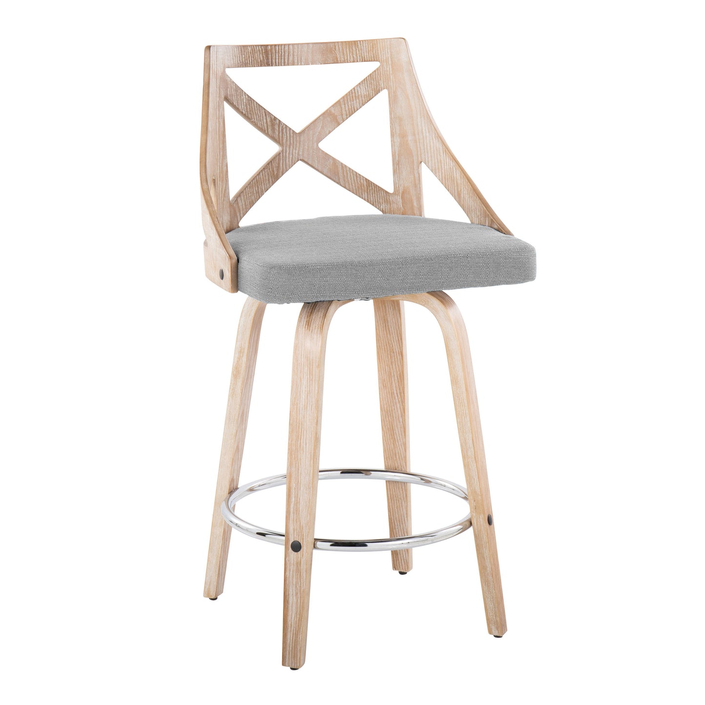 Charlotte - Farmhouse Fixed Height Counter Stool With Swivel And Round Footrest (Set of 2)