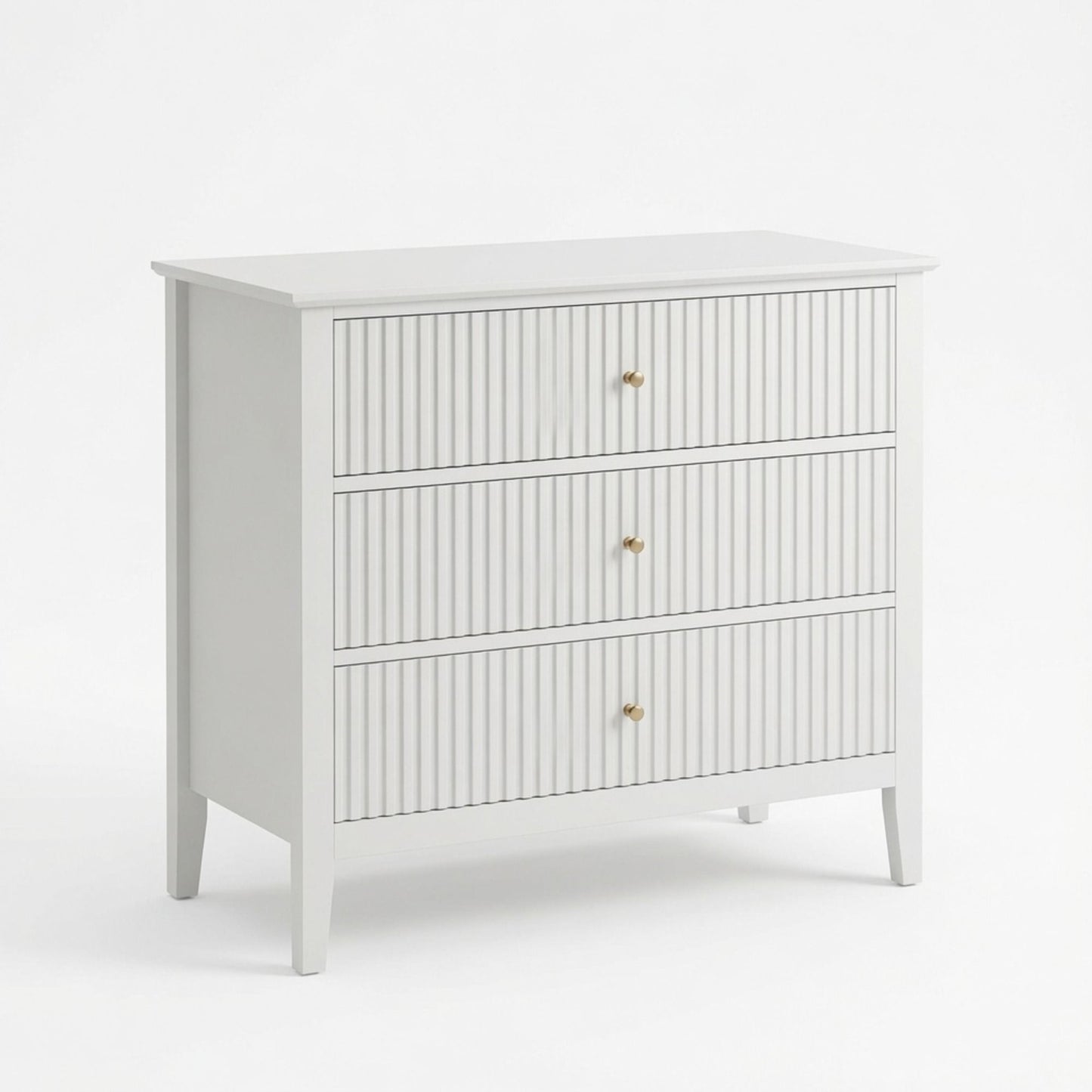 3 Drawer Nightstand, Wide With Soft Close Slides - White