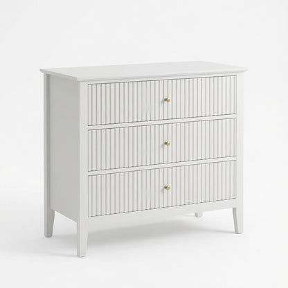 3 Drawer Nightstand, Wide With Soft Close Slides - White