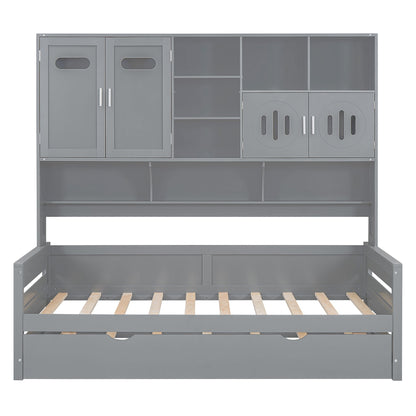 Daybed With All-In-One Cabinet And Shelf