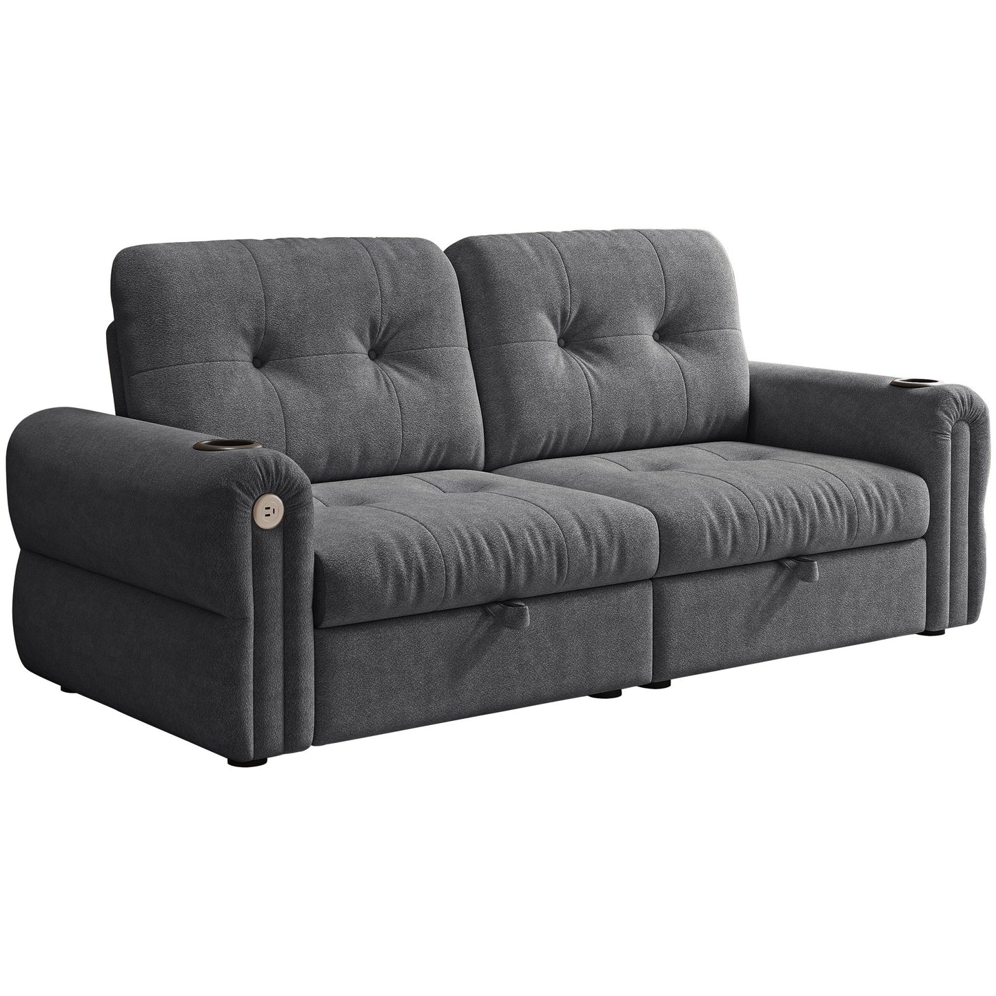 2 In 1 Convertible Sofa Bed For Living Room - Dark Gray - Fabric