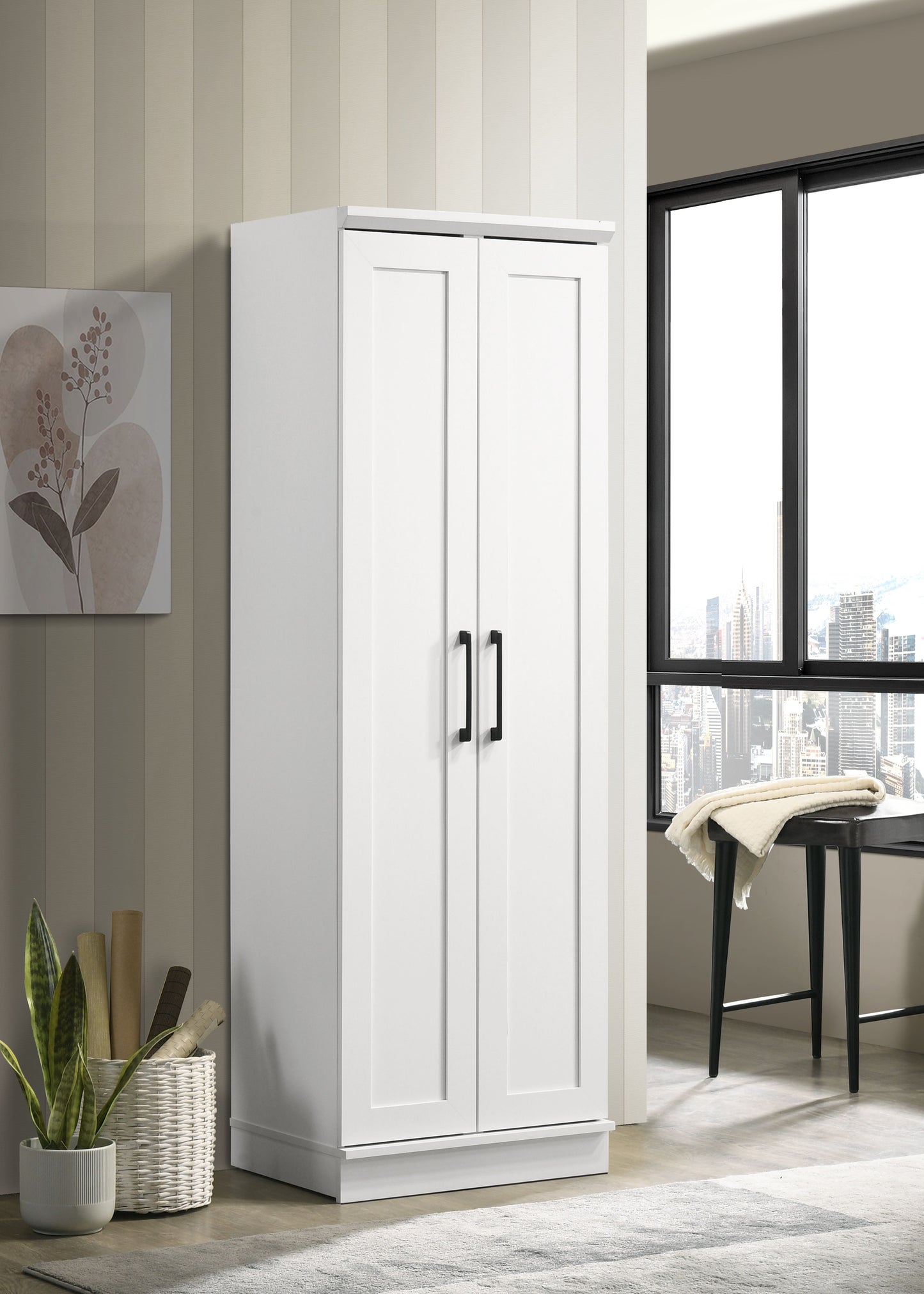 Evelyn - Sleek Storage Cabinet With Framed Panel Design - White