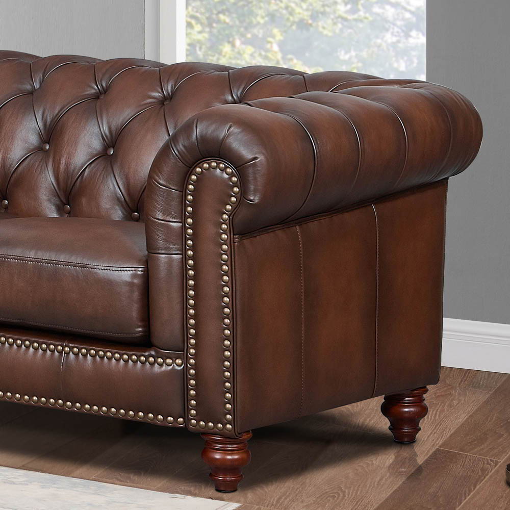 Alton Bay - Leather L-Shaped Convertible Sectional - Brown