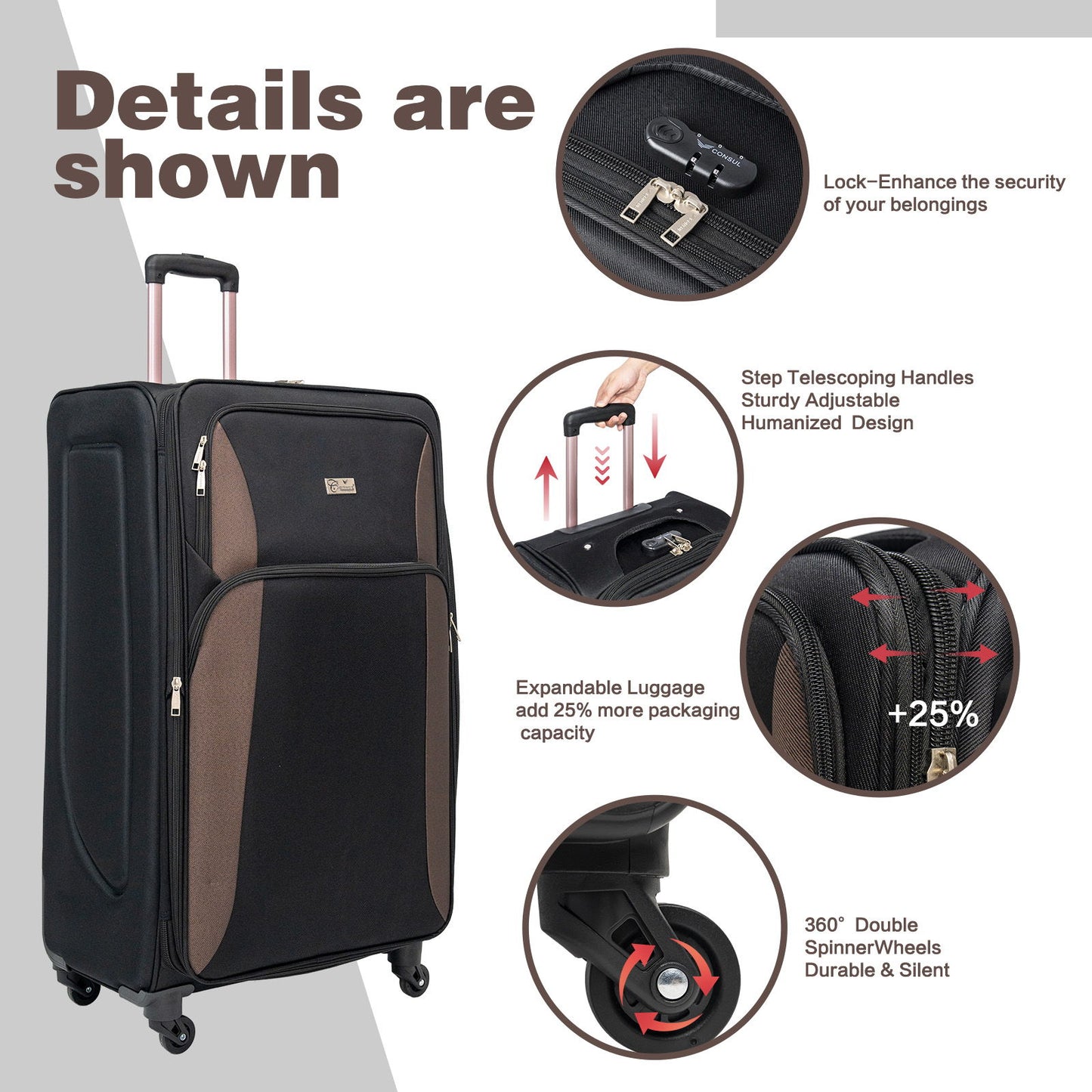 4 Piece Set Softshell Luggage