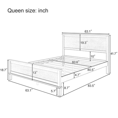 Mid-Century Platform Bed With Headboard And Slat Support, No Box Spring Needed