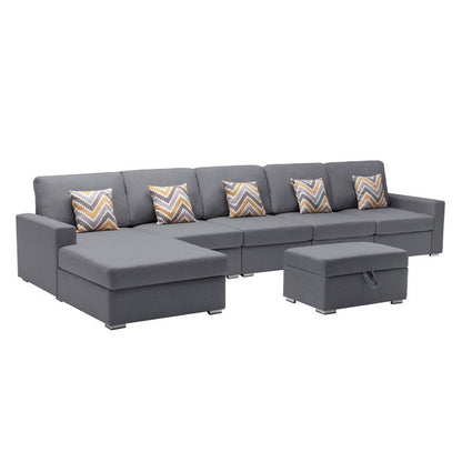 Nolan - Fabric 6 Piece Sectional Sofa With Pillows And Interchangeable Legs