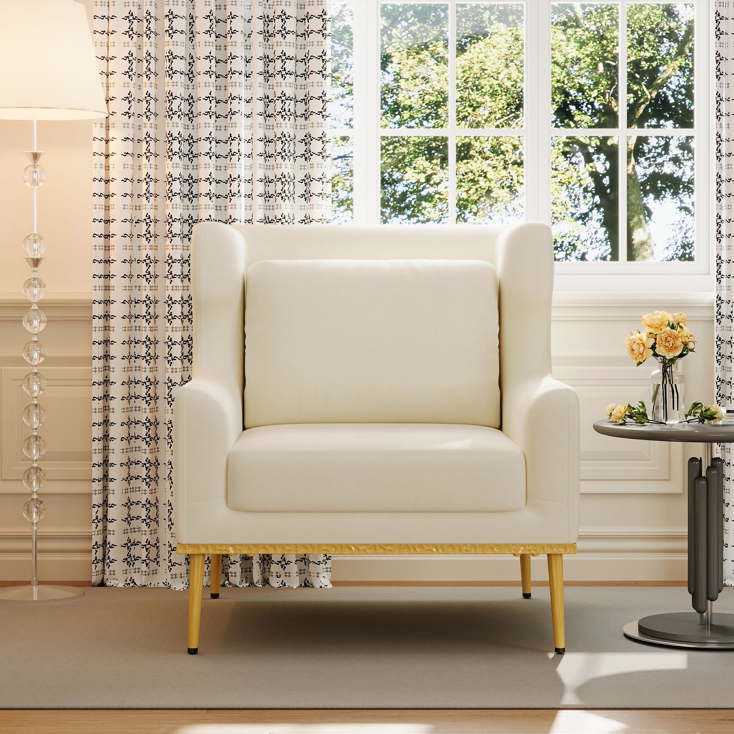 Elegant Curved Armrest Accent Armchair