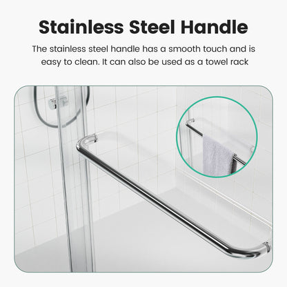 Semi-Frameless Double Sliding Shower Door, Bypass Shower Door, 1 / 4" (6Mm) Thick SGCC Tempered Glass Door