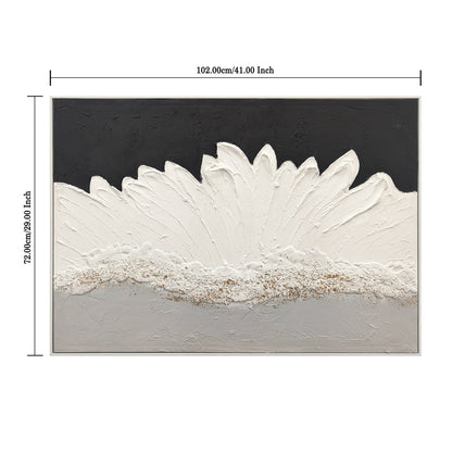 Framed Abstract Wall Art & Thick Textured Canvas Painting With & Accents, Decor For Living Room - Black White