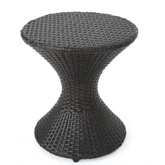 Highest Quality Wicker Hourglass Shaped Side Table - Brown Multi