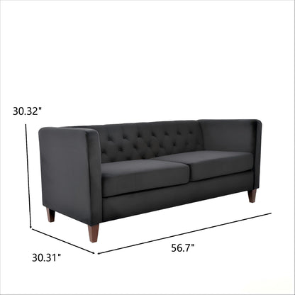 Button Tufted Loveseat, 2 Seater With Square Arm Couch For Living Room