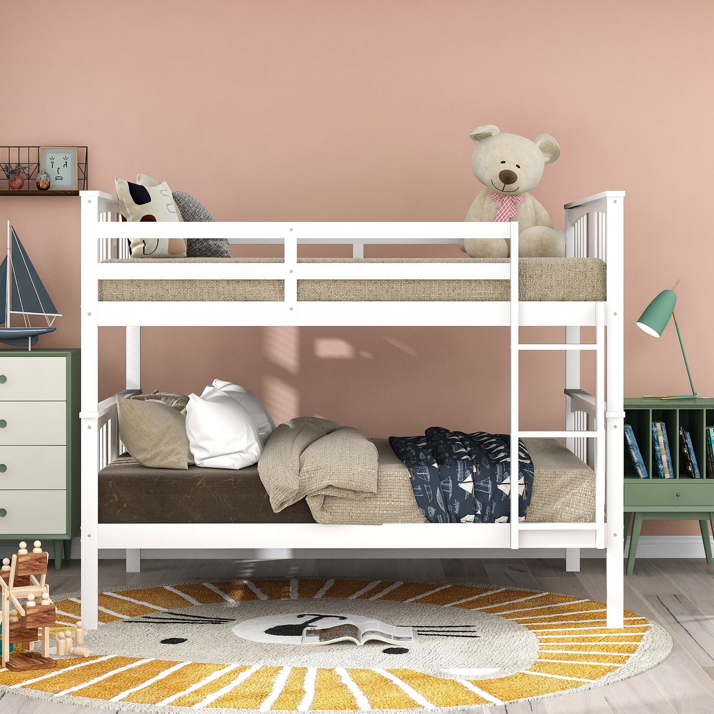 Bunk Bed With Ladder For Bedroom, Guest Room Furniture