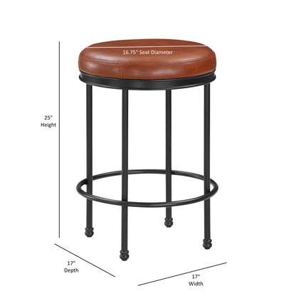 Michael - Backless Counter Height Stool With Padded Seat And Powder Coated Frame - Caramel