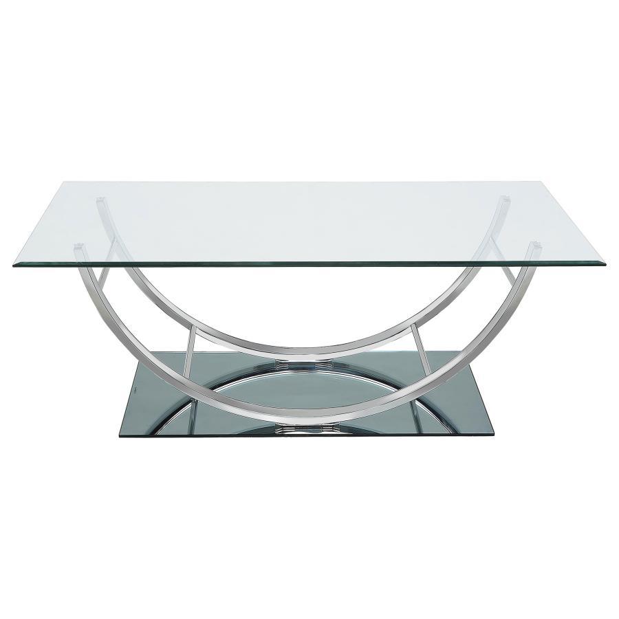 Danville - Rectangular U-Shaped Glass Top Coffee Table - Chrome