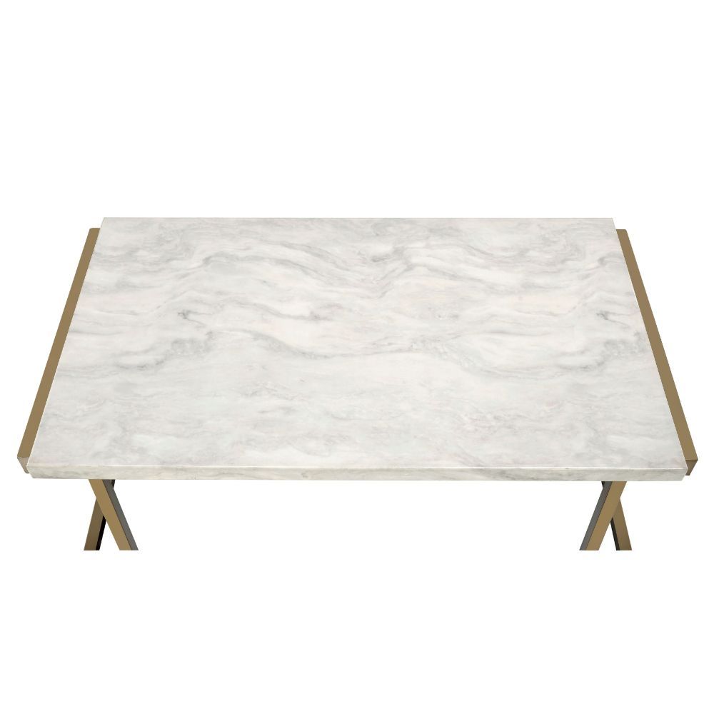 Boice II - End Table - Faux Marble & Champagne