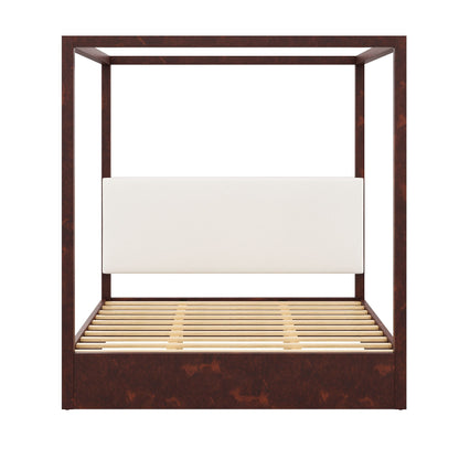 Canopy Platform Bed With Upholstered Headboard